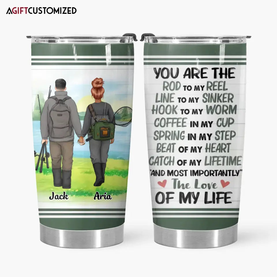 Agiftcustomized Personalized Custom Tumbler - Anniversary Gift For Couple, Fishing Lover - You Are The Rod To My Reel