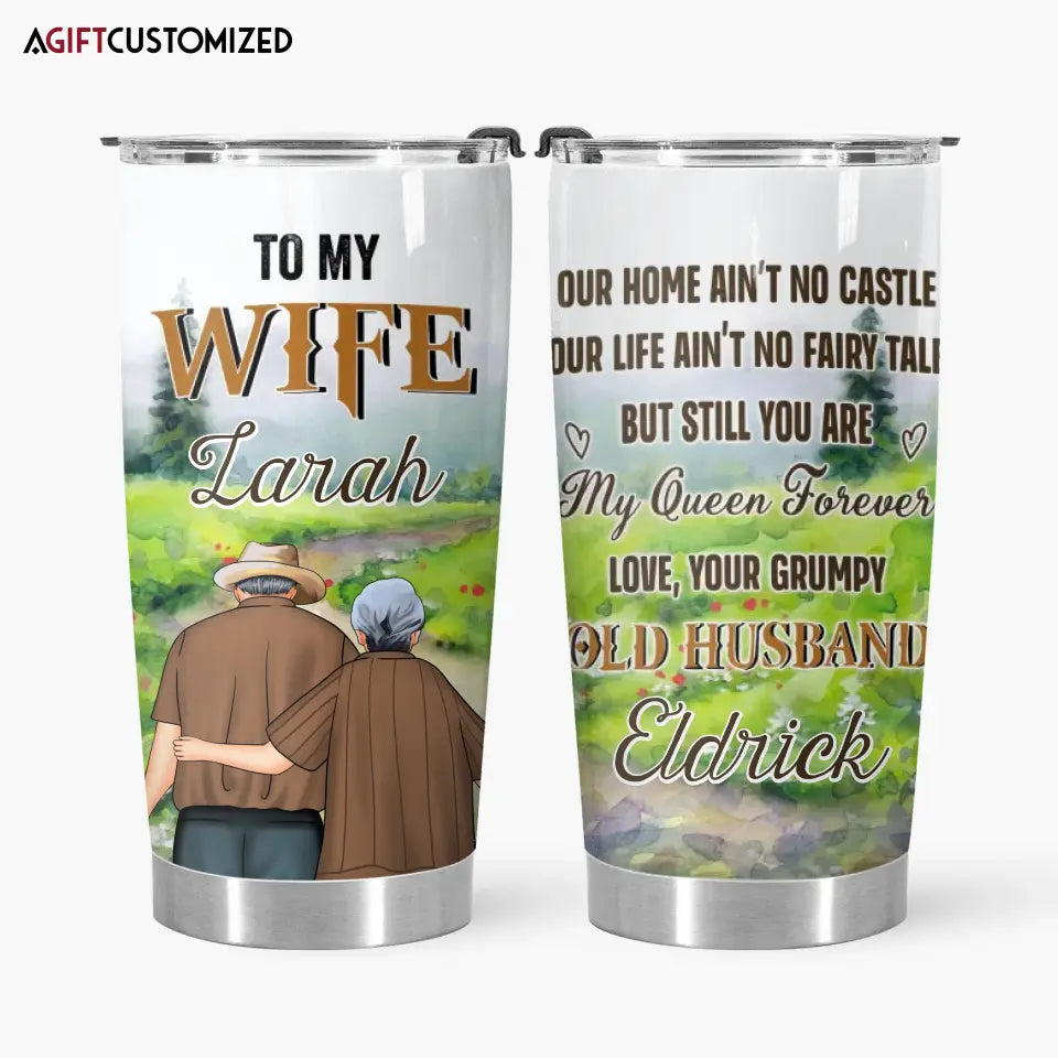 Agiftcustomized Personalized Custom Tumbler - Anniversary Gift For Wife, Couple - To My Wife, My Queen Forever