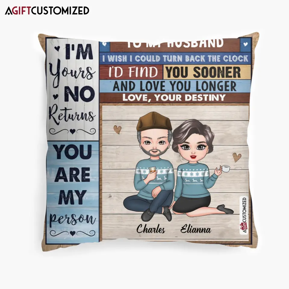 Agiftcustomized Personalized Pillow Case - Gift For Couple - I Wish I Could Turn Back The Clock