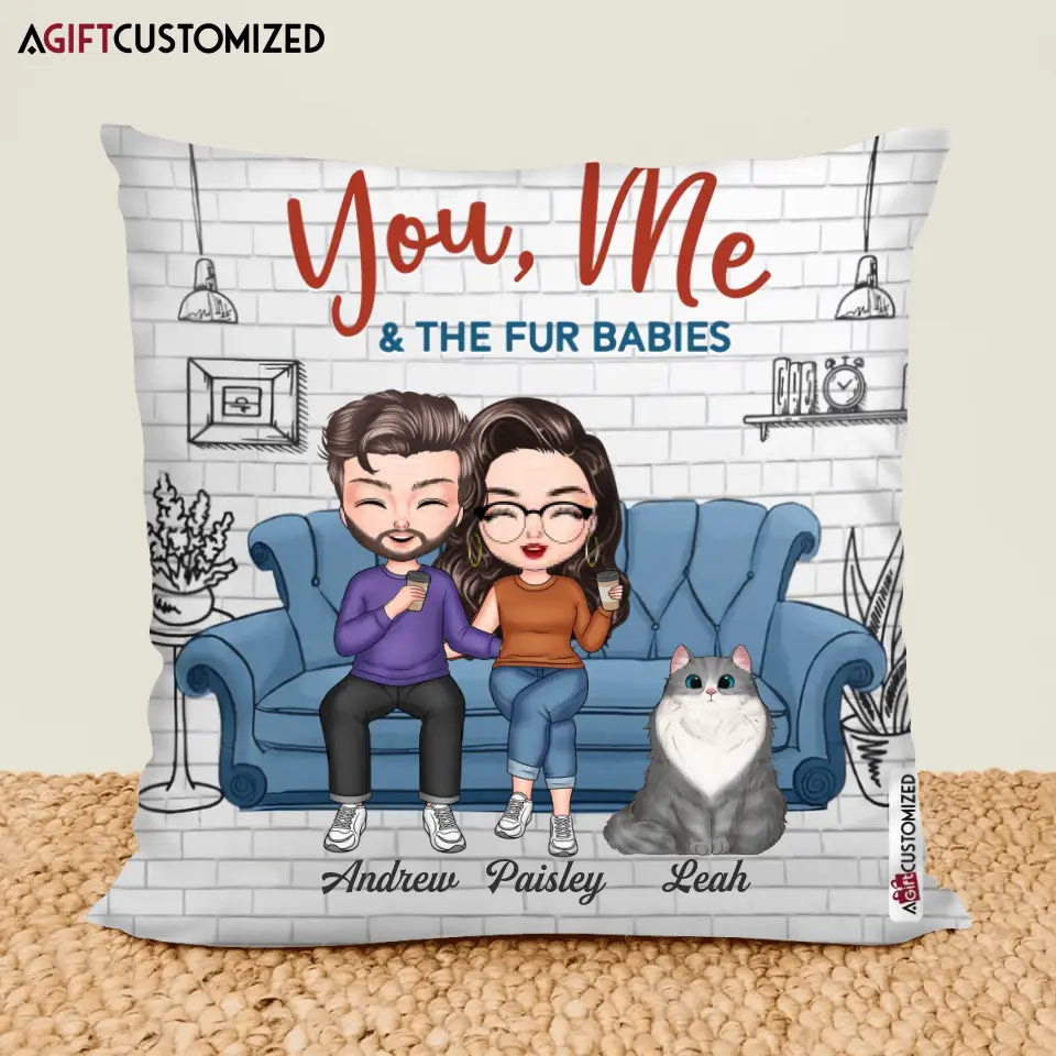 Agiftcustomized Personalized Pillow Case - Gift For Couple - You, Me & The Fur Babies