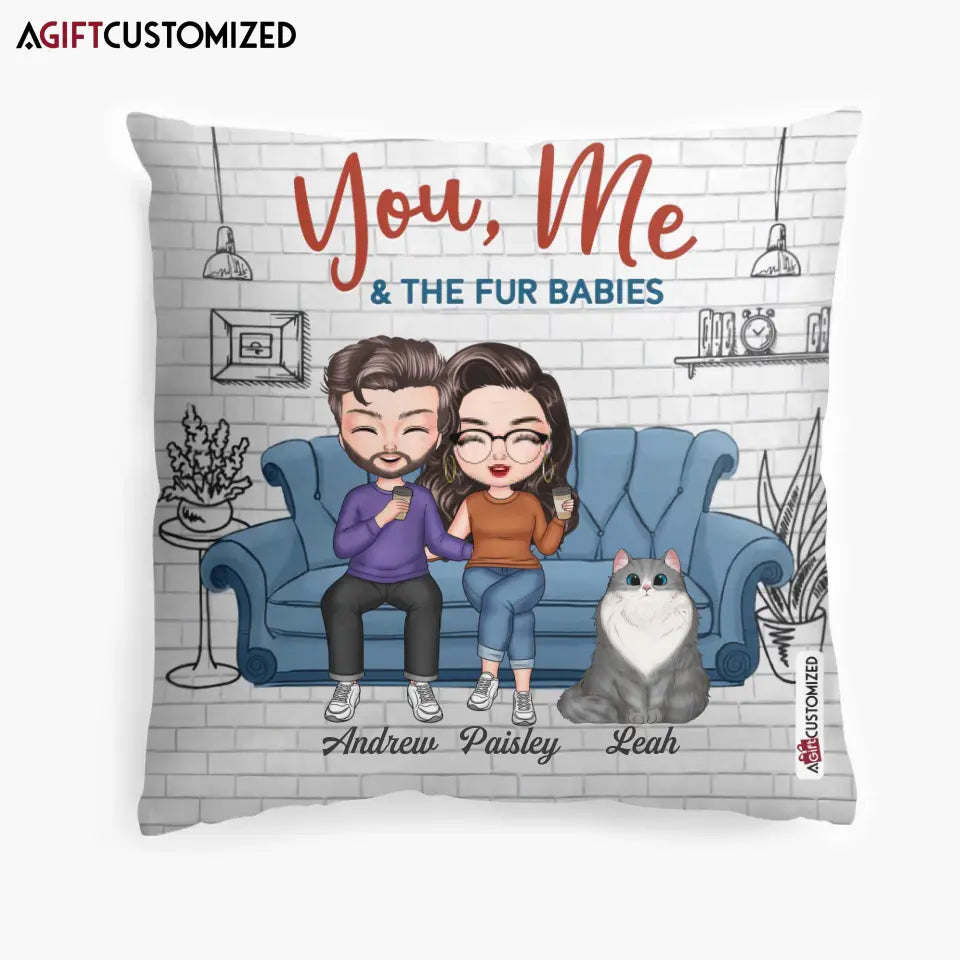 Agiftcustomized Personalized Pillow Case - Gift For Couple - You, Me & The Fur Babies