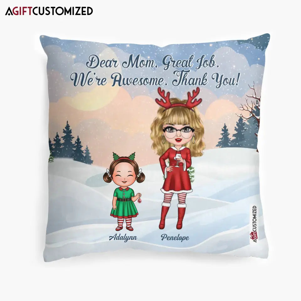 Agiftcustomized Personalized Pillow Case - Gift For Family Member - Dear Mom Great Job