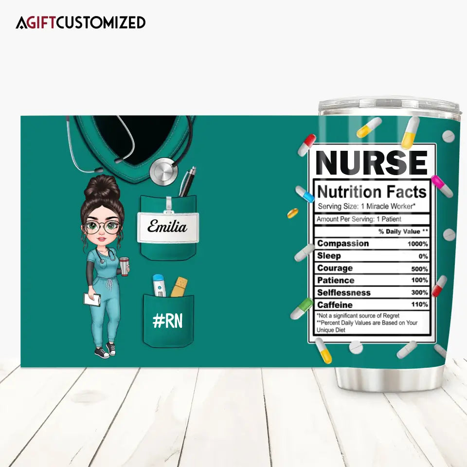 Agiftcustomized Personalized Custom Tumbler - Nurse's Day, Appreciation Gift For Nurse - Nurse Nutrition Facts