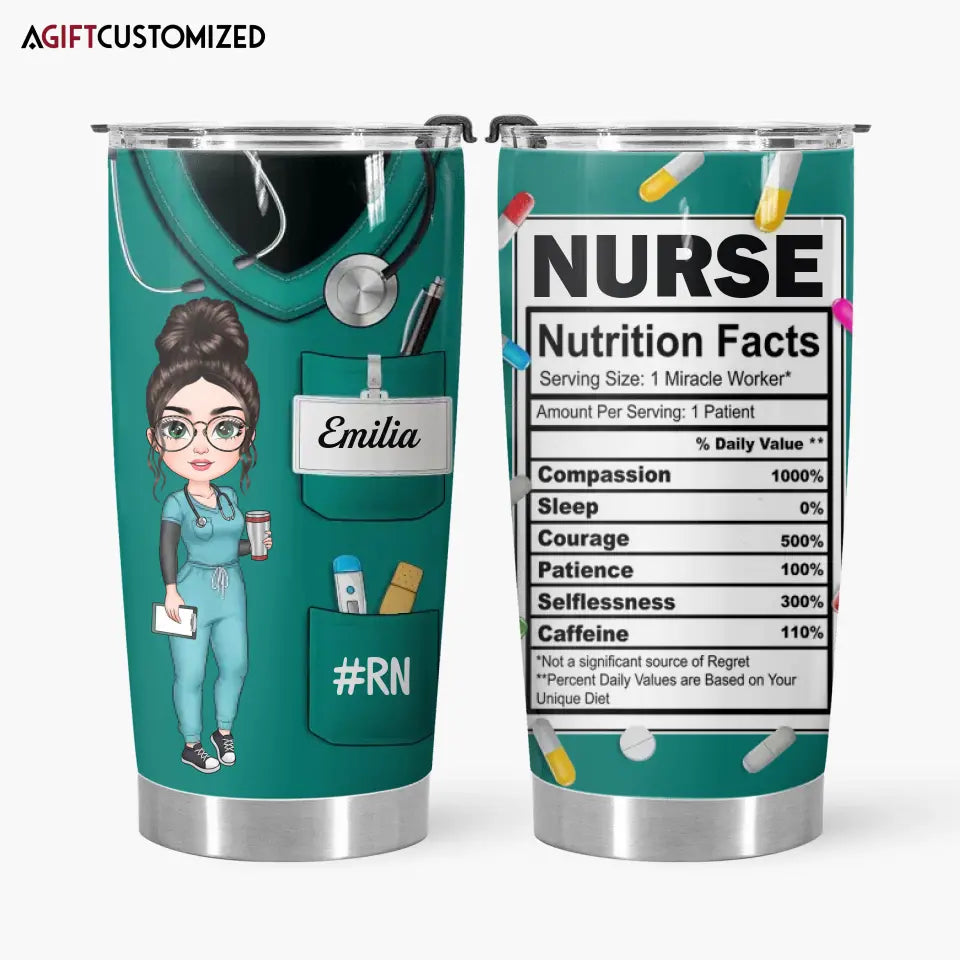 Agiftcustomized Personalized Custom Tumbler - Nurse's Day, Appreciation Gift For Nurse - Nurse Nutrition Facts