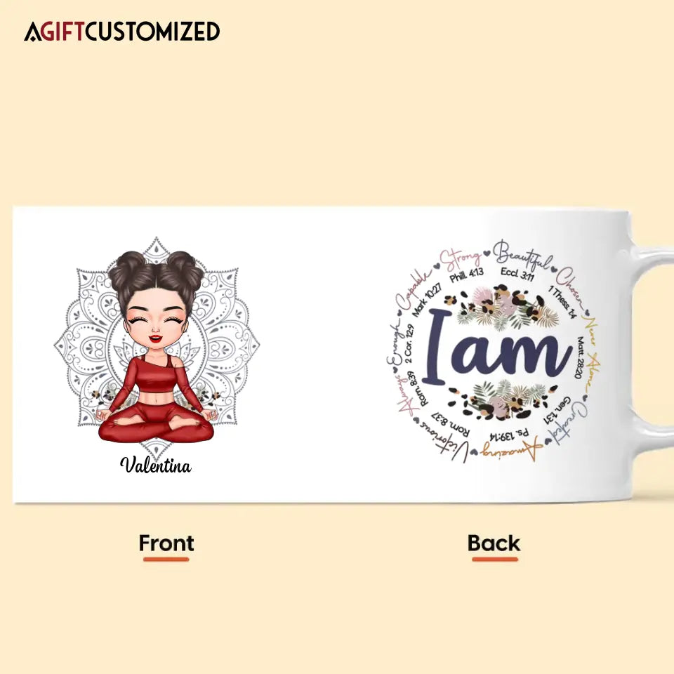 Agiftcustomized Personalized Custom White Mug - Gift For Yoga Lover - I Am Strong Beautiful