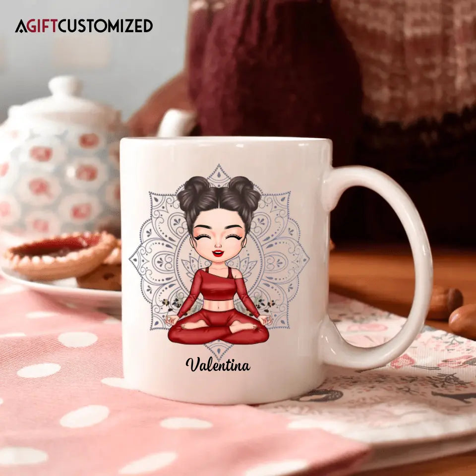 Agiftcustomized Personalized Custom White Mug - Gift For Yoga Lover - I Am Strong Beautiful