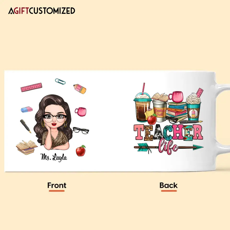 Agiftcustomized Personalized Custom White Mug - Birthday, Teacher's Day Gift For Teacher - Teacher Life