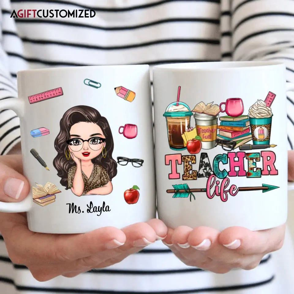 Agiftcustomized Personalized Custom White Mug - Birthday, Teacher's Day Gift For Teacher - Teacher Life