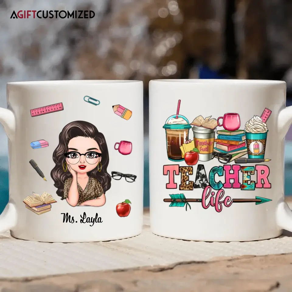 Agiftcustomized Personalized Custom White Mug - Birthday, Teacher's Day Gift For Teacher - Teacher Life