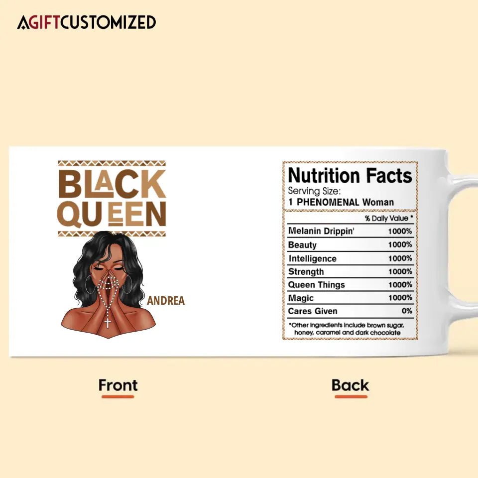 Agiftcustomized Personalized Custom White Mug - Juneteenth, Birthday Gift For Black Woman - Black Queen Facts