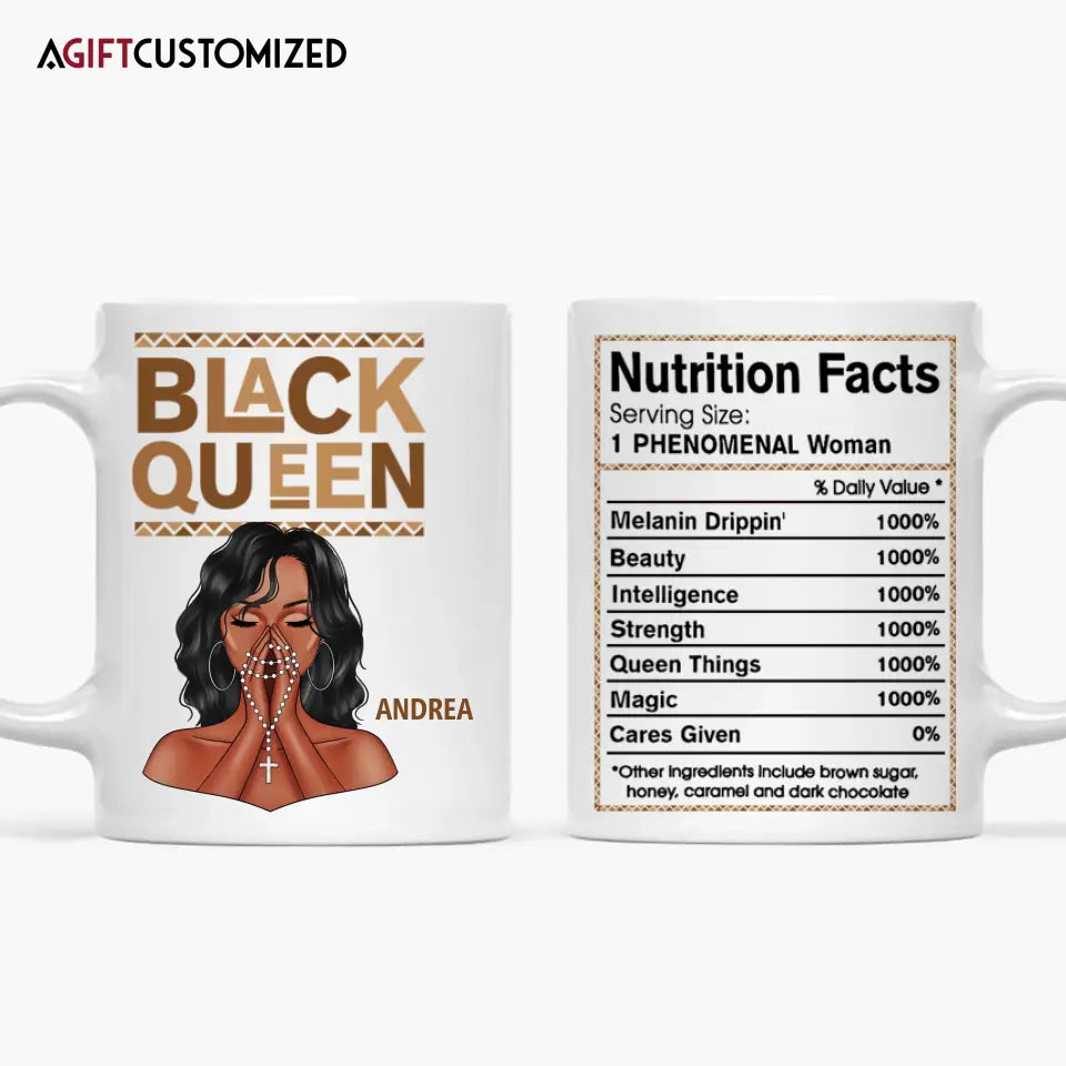 Agiftcustomized Personalized Custom White Mug - Juneteenth, Birthday Gift For Black Woman - Black Queen Facts