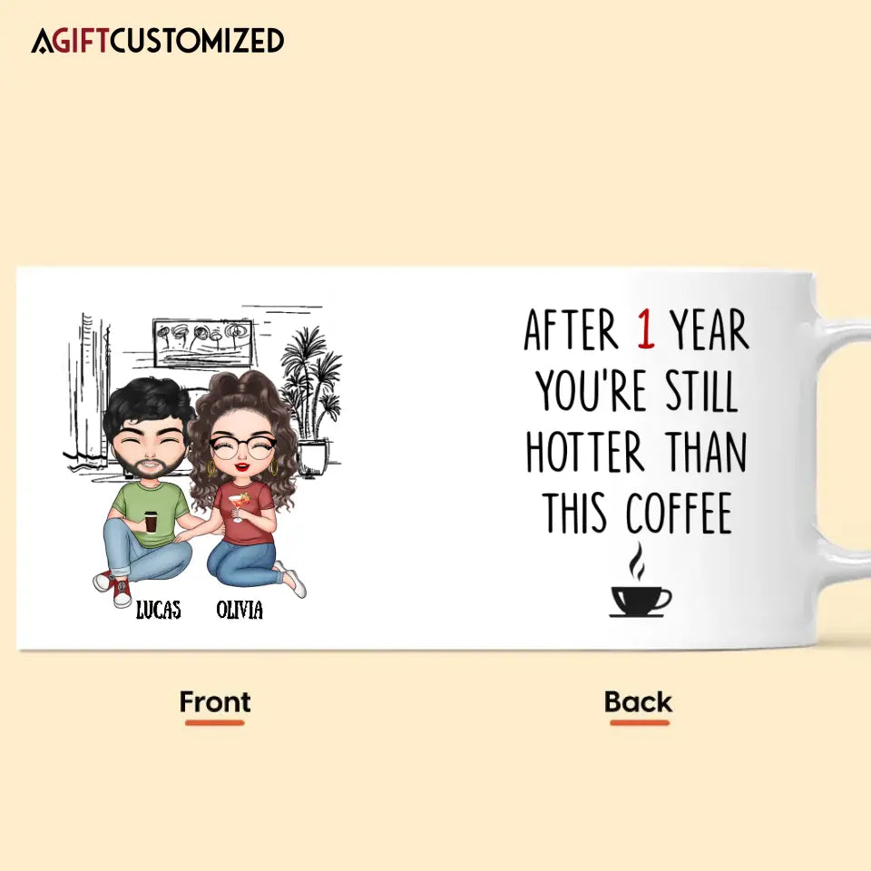 Agiftcustomized Personalized Custom White Mug - Anniversary Gift For Couple - Hotter Than Coffee