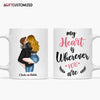 Agiftcustomized Personalized Custom White Mug - Anniversary Gift For Couple - My Heart Is Wherever You Are