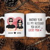 Agiftcustomized Personalized Custom White Mug - Birthday, Anniversary Gift For Couple - Another Year As My Husband You Lucky Man