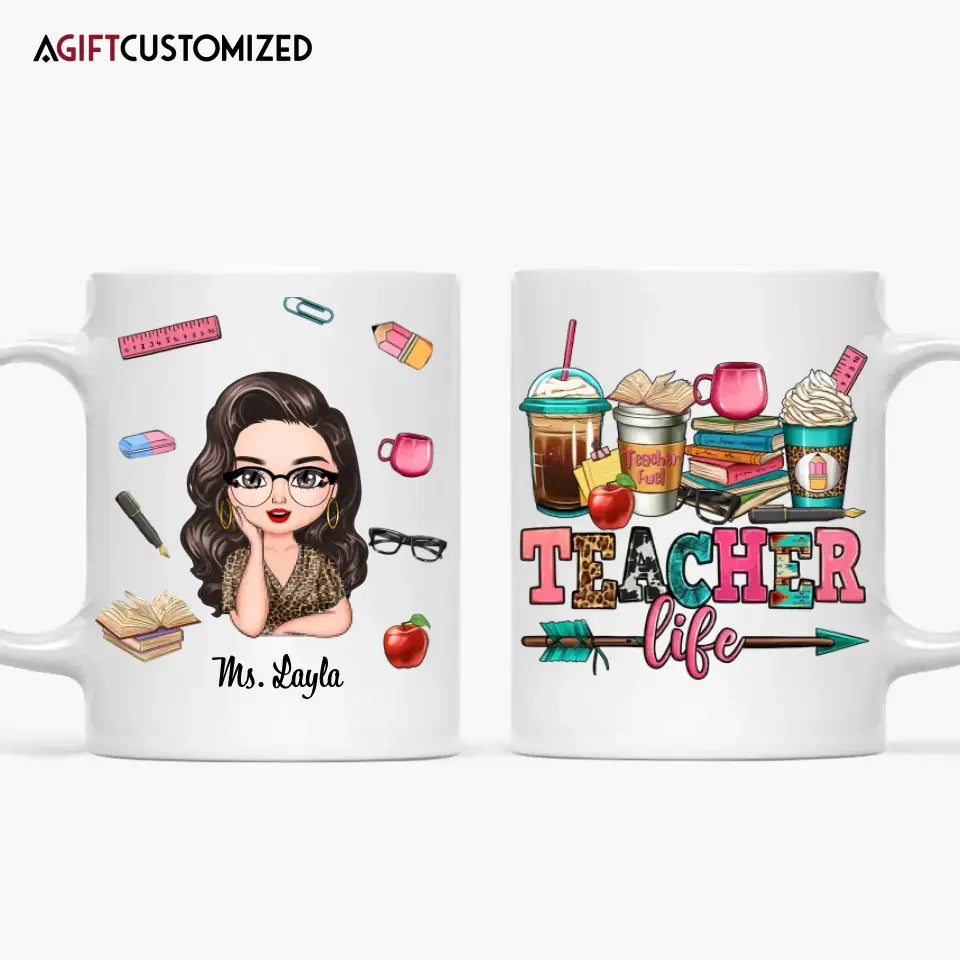 Agiftcustomized Personalized Custom White Mug - Birthday, Teacher's Day Gift For Teacher - Teacher Life