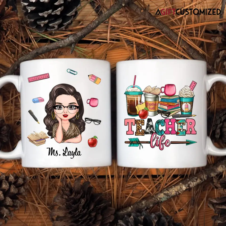 Agiftcustomized Personalized Custom White Mug - Birthday, Teacher's Day Gift For Teacher - Teacher Life