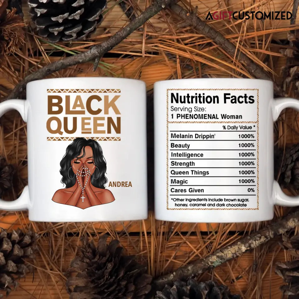 Agiftcustomized Personalized Custom White Mug - Juneteenth, Birthday Gift For Black Woman - Black Queen Facts