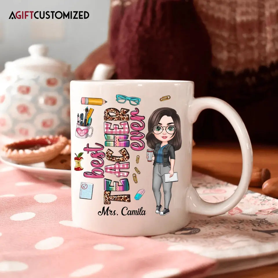 Agiftcustomized Personalized Custom White Mug - Birthday, Teacher's Day Gift For Teacher - Best Teacher Ever