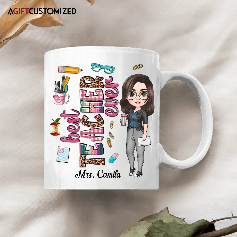 Agiftcustomized Personalized Custom White Mug - Birthday, Teacher's Day Gift For Teacher - Best Teacher Ever
