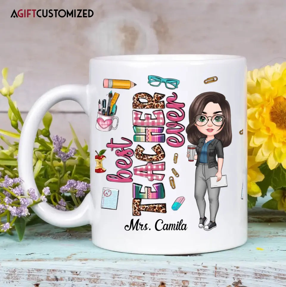 Agiftcustomized Personalized Custom White Mug - Birthday, Teacher's Day Gift For Teacher - Best Teacher Ever