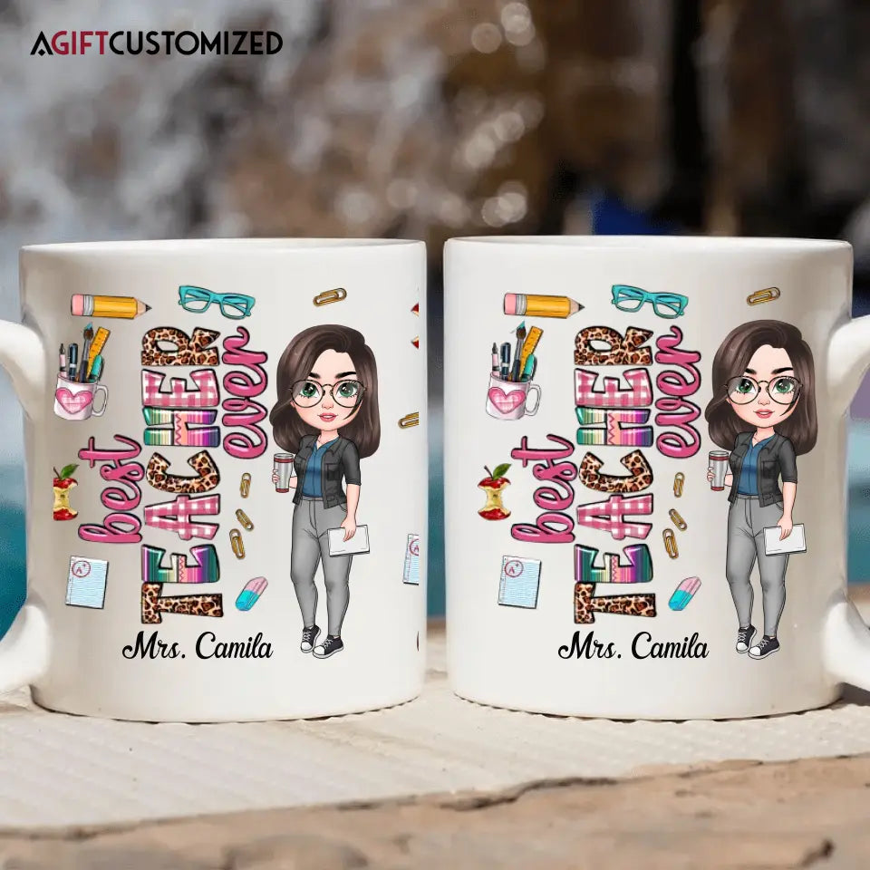 Agiftcustomized Personalized Custom White Mug - Birthday, Teacher's Day Gift For Teacher - Best Teacher Ever