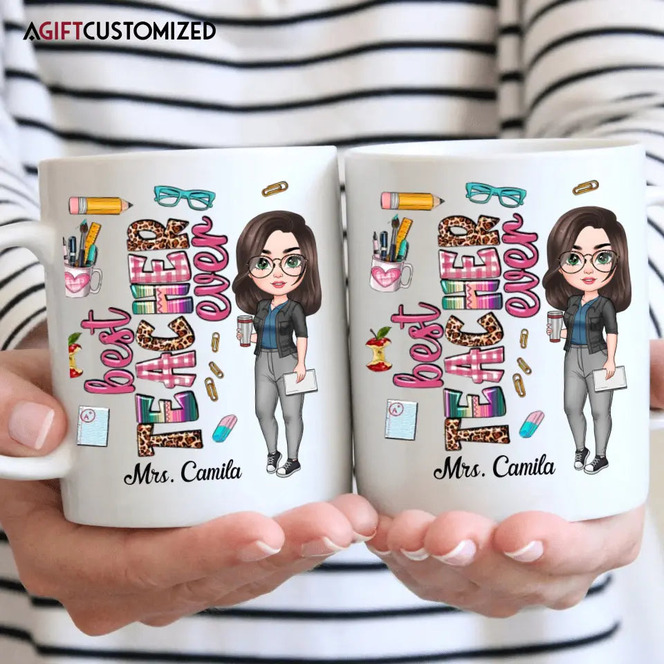Agiftcustomized Personalized Custom White Mug - Birthday, Teacher's Day Gift For Teacher - Best Teacher Ever