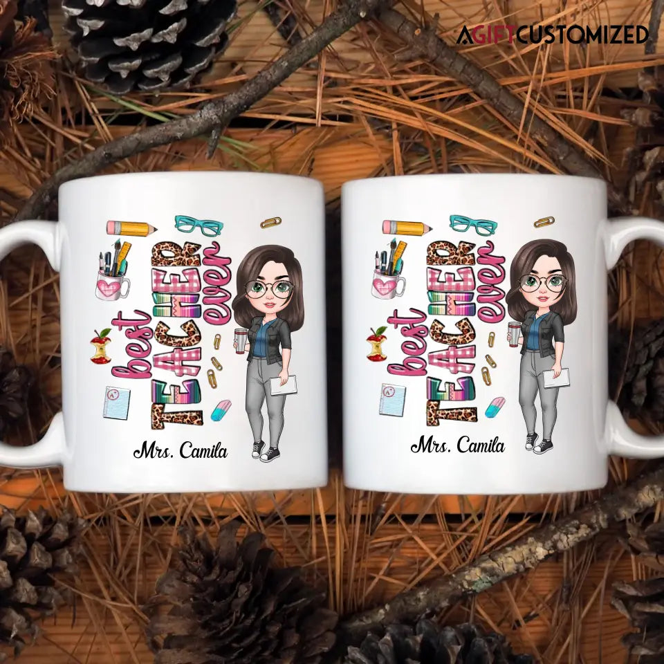 Agiftcustomized Personalized Custom White Mug - Birthday, Teacher's Day Gift For Teacher - Best Teacher Ever