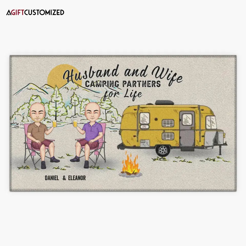 Agiftcustomized Personalized Custom Doormat - Welcoming, Anniversary Gift For Couple, Camping Lover - Home Is Where We Park It