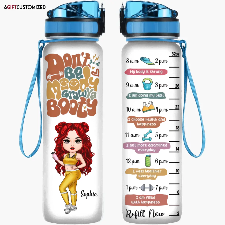Agiftcustomized Personalized Custom Water Tracker Bottle - Birthday Gift For Gym Lover, Friend - Be Happy Lift Heavy