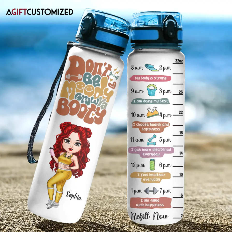 Agiftcustomized Personalized Custom Water Tracker Bottle - Birthday Gift For Gym Lover, Friend - Be Happy Lift Heavy