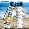 Agiftcustomized Personalized Custom Water Tracker Bottle - Birthday Gift For Baseball, Softball Lover - Hustle Hit And Never Quit