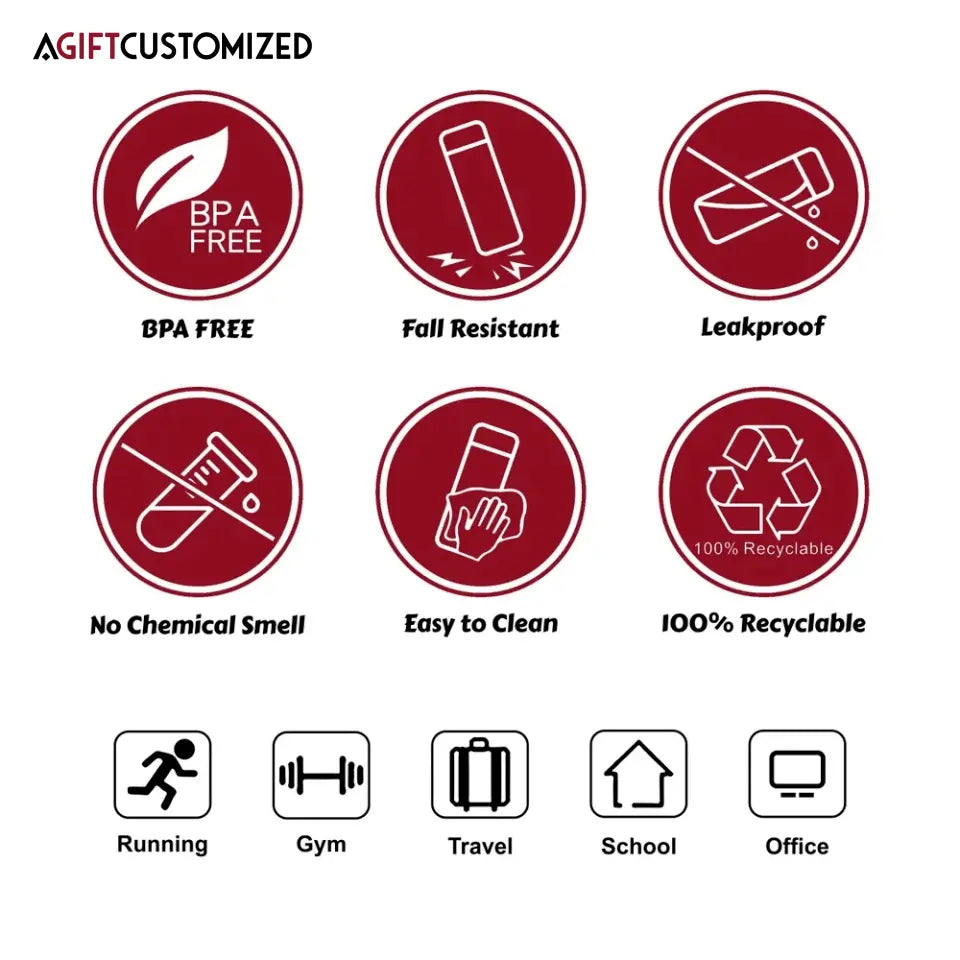 Agiftcustomized Personalized Custom Water Tracker Bottle - Teacher's Day, Birthday Gift For Teacher - Teacher Crayons