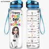 Agiftcustomized Personalized Custom Water Tracker Bottle - Teacher&#39;s Day, Birthday Gift For Teacher - Happy First Day Of School