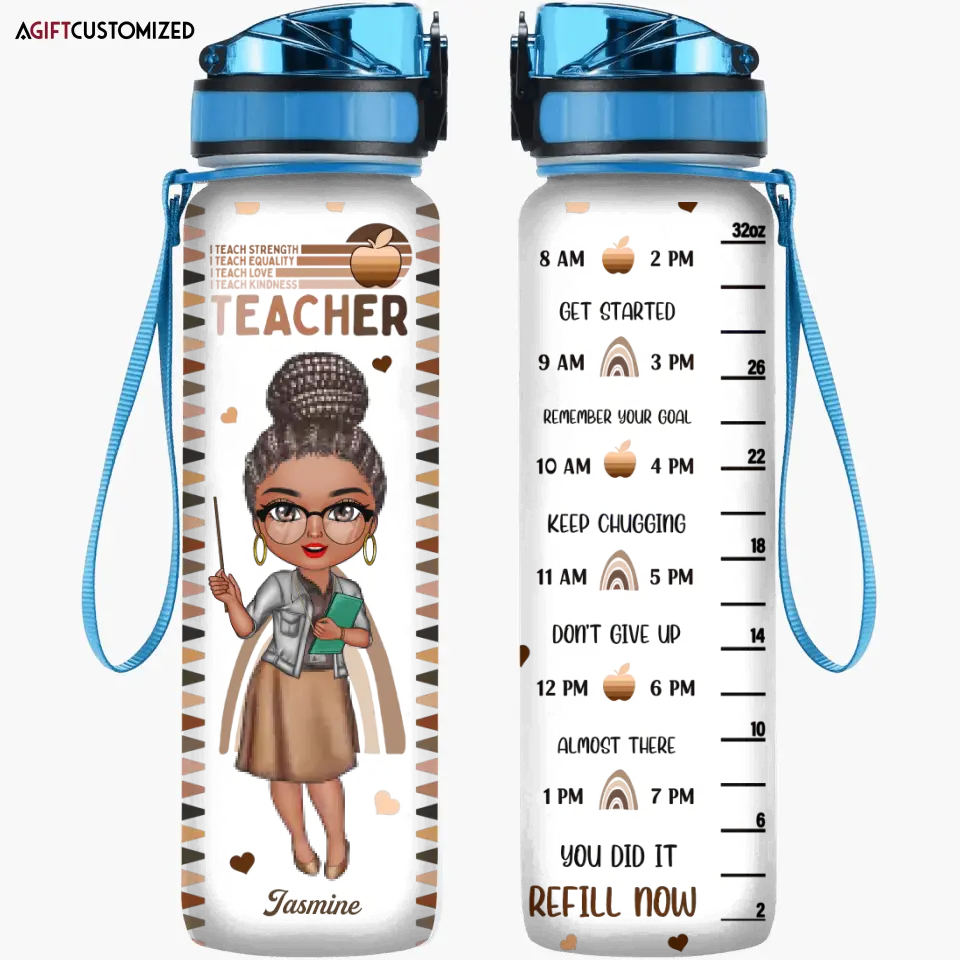 Agiftcustomized Personalized Custom Water Tracker Bottle - Teacher's Day, Birthday Gift For Teacher - I Teach Love