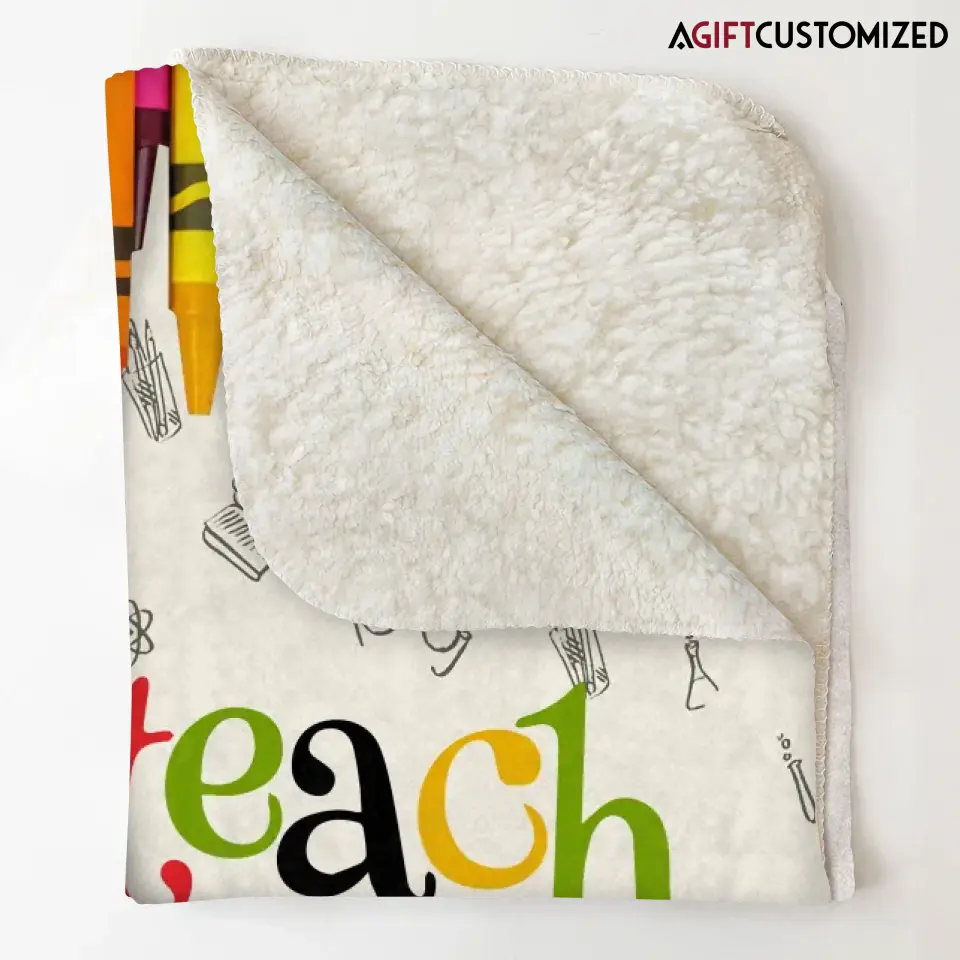 Agiftcustomized Personalized Custom Blanket - Teacher's Day, Appreciation Gift For Teacher - Teach Love Inspire