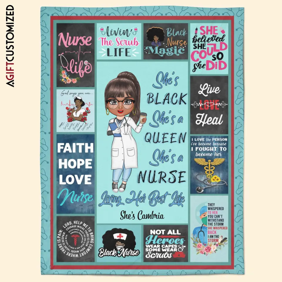 Agiftcustomized Personalized Blanket - Birthday, Nurse's Day Gift For Nurse - Faith Hope Love Nurse Life