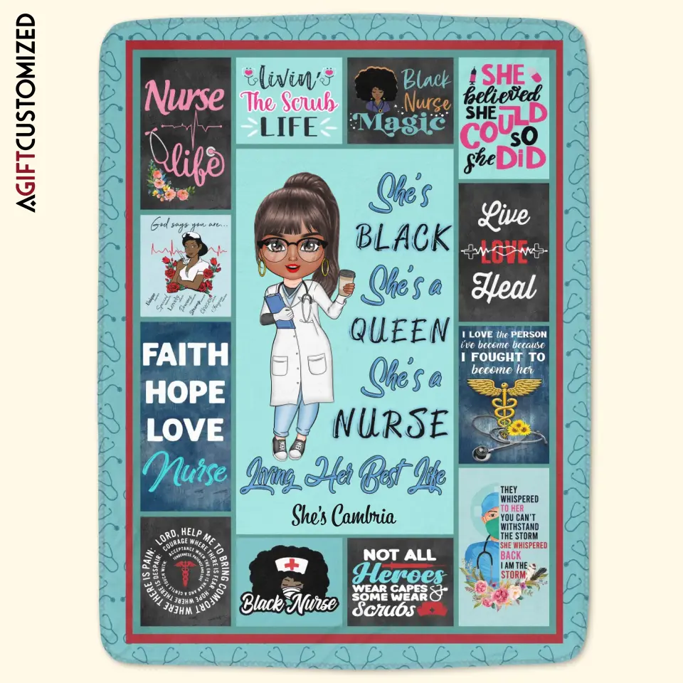 Agiftcustomized Personalized Blanket - Birthday, Nurse's Day Gift For Nurse - Faith Hope Love Nurse Life