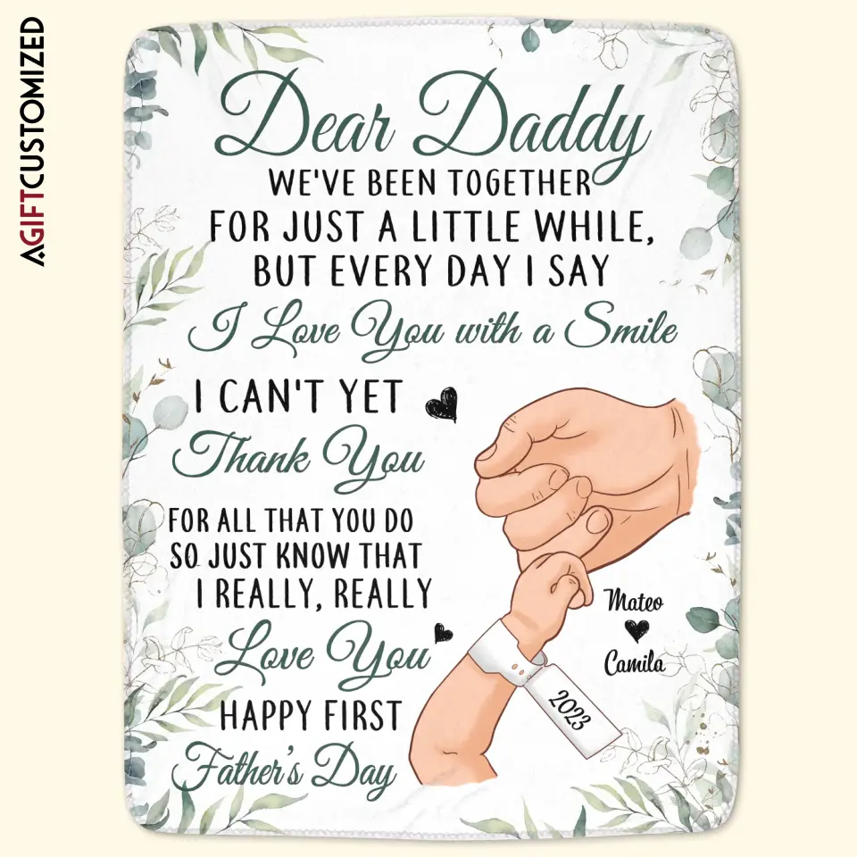 Agiftcustomized Personalized Blanket - Birthday, Father's Day Gift For Dad - Happy First Father's Day