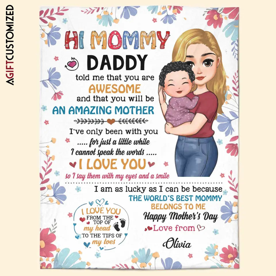 Agiftcustomized Personalized Blanket - Mother's Day Gift For Mom - The World's Best Mommy Belongs To Me