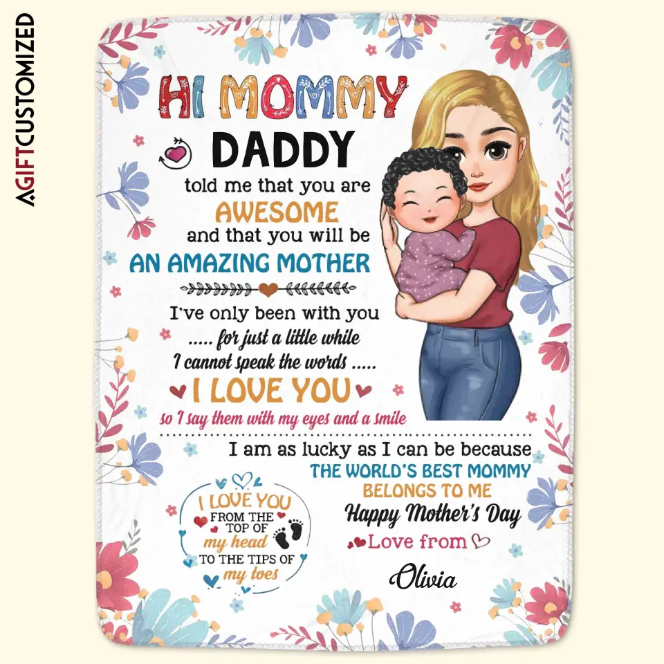 Agiftcustomized Personalized Blanket - Mother's Day Gift For Mom - The World's Best Mommy Belongs To Me