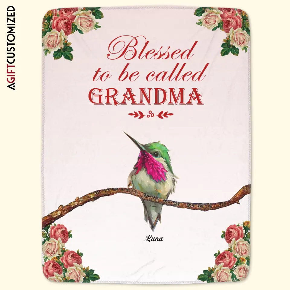 Agiftcustomized Personalized Blanket - Mother's Day Gift For Mom, Grandma - Blessed To Be Called Grandma