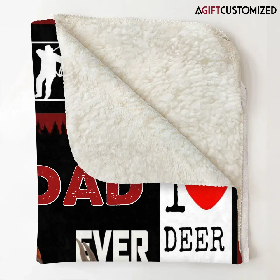 Agiftcustomized Personalized Blanket - Father's Day Gift For Dad, Grandpa - Best Buckin Dad Ever