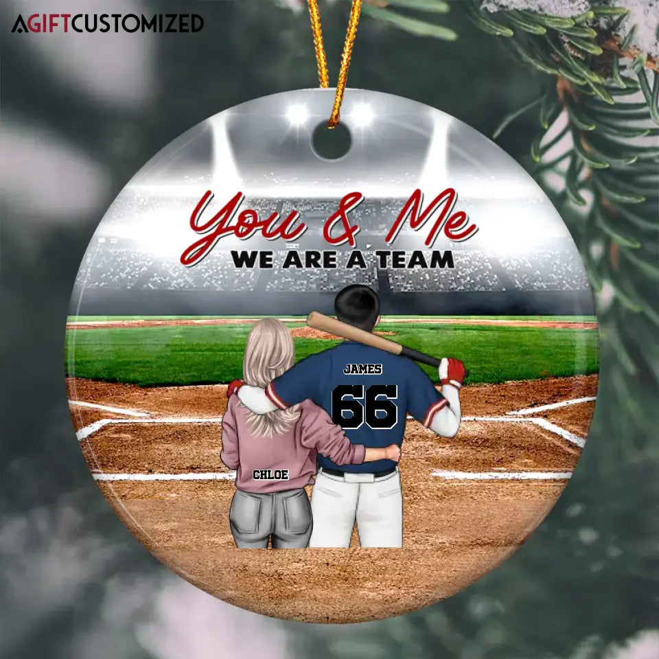 Agiftcustomized Personalized Ceramic Ornament - Gift For Couple - You And Me We Are A Team