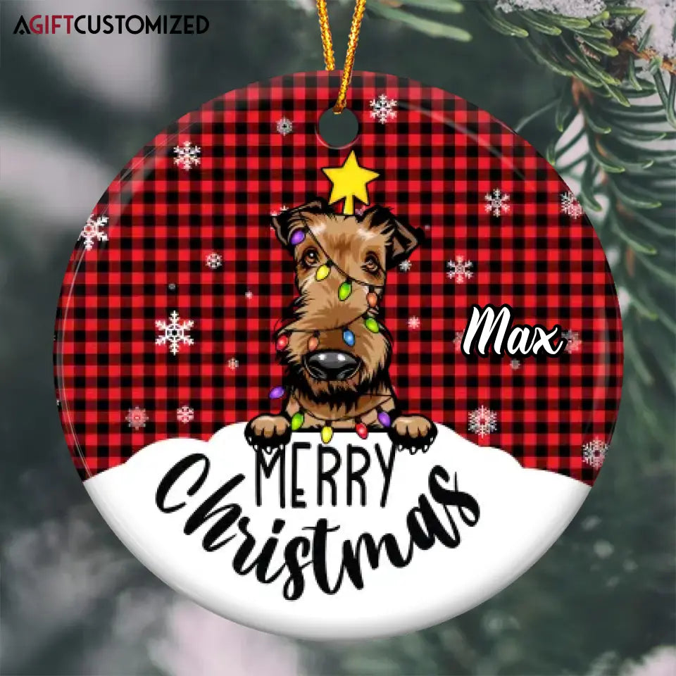 Agiftcustomized Personalized Ceramic Ornament - Gift For Dog Lover - Merry Christmas